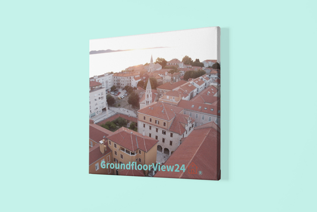 Roof Sunset View Poster with hangers with groundfloorview24 with House Logo