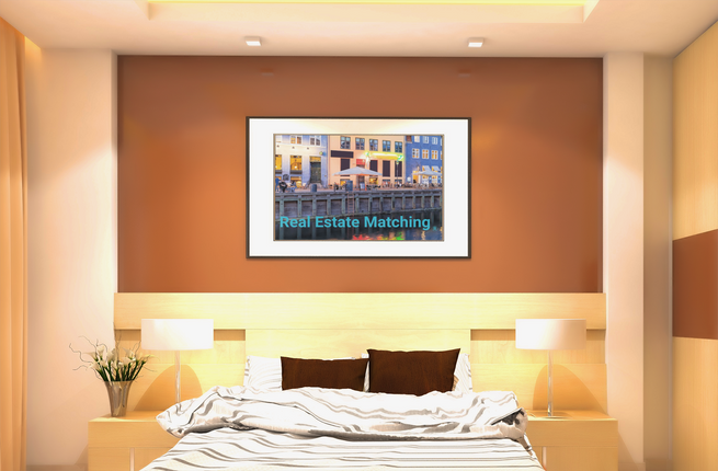 Nyhavn Framed poster with Real Estate Matching Logo