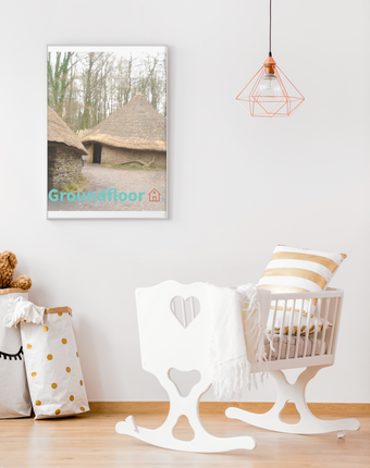 Village Charm Framed photo paper poster with Groundfloor with House Logo