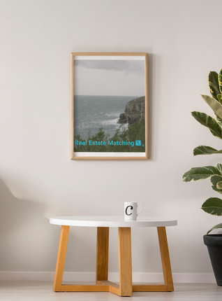 Seaside Serenity Poster with hangers with realestatematching with key Logo