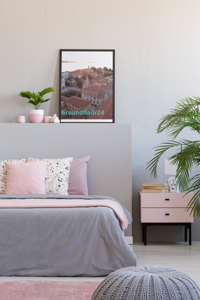 Roof Sunset View Photo paper poster with Groundfloor with House Logo