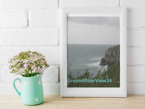 Seaside Serenity Framed photo paper poster with groundfloorview24 with House Logo