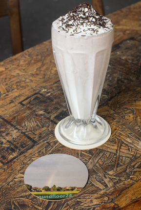 The Rainbow Sinari Cork-back coaster with Groundfloor24 Logo
