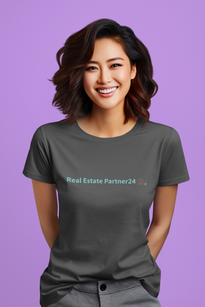 Women’s basic organic t-shirt with Real Estate Partner24 Logo