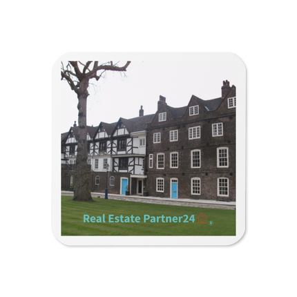 Beautiful Palace Cork-back coaster with realestatepartner24 with house Logo