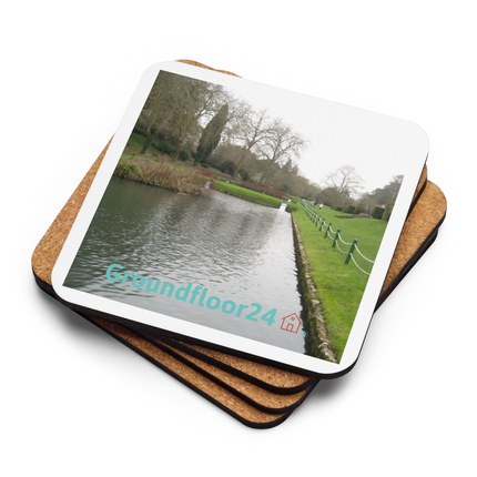 Lakeside Beauty Cork-back coaster with Groundfloor24 with House Logo