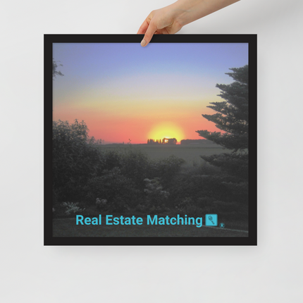 Beautiful Sunset Sinari Framed poster with realestatematching with key Logo