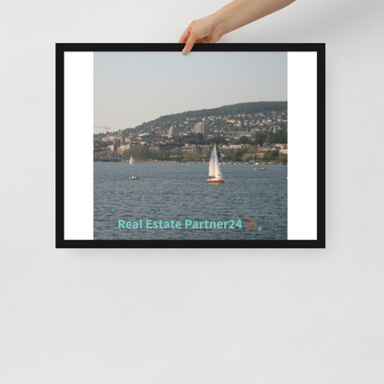 Beautiful River & Hills Sinari Framed poster with realestatepartner24 with house Logo