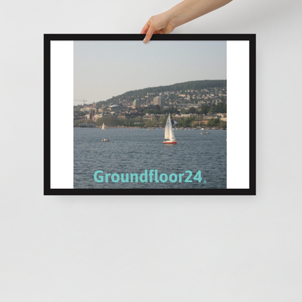 Beautiful River & Hills Sinari Framed poster with Groundfloor24 without House Logo