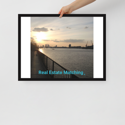 Awesome River View Framed poster with realestatematching without key Logo