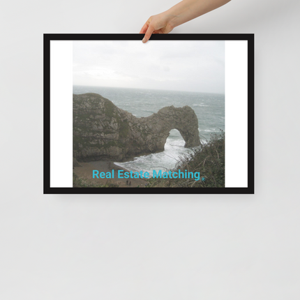 Coastal Escape Framed poster with realestatematching without key Logo