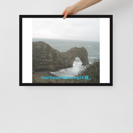 Coastal Escape Framed poster with realestatematching24 with key Logo