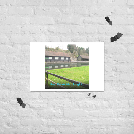 Lakeside Serenity Poster with realestatematching24 without key Logo