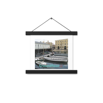 Boat on Water Poster with hangers with Groundfloor with House Logo