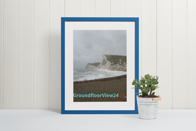 Waves and Sand Framed poster with groundfloorview24 with House Logo
