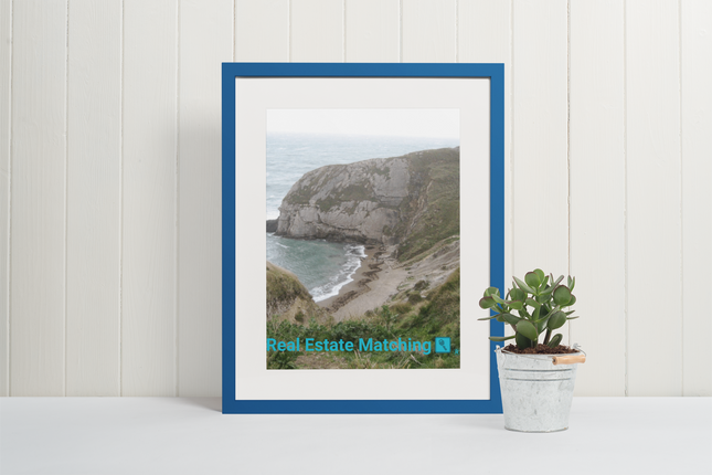 Sea & Hills Framed photo paper poster with realestatematching with key Logo