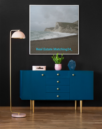 Waves and Sand Poster with realestatematching24 without key Logo