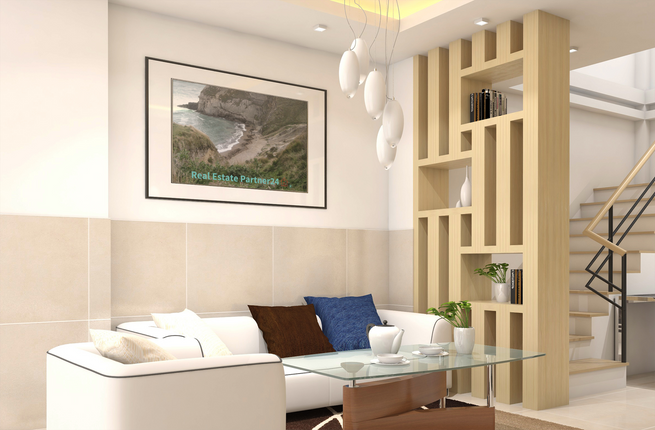 Sea & Hills Poster with realestatepartner24 with house Logo