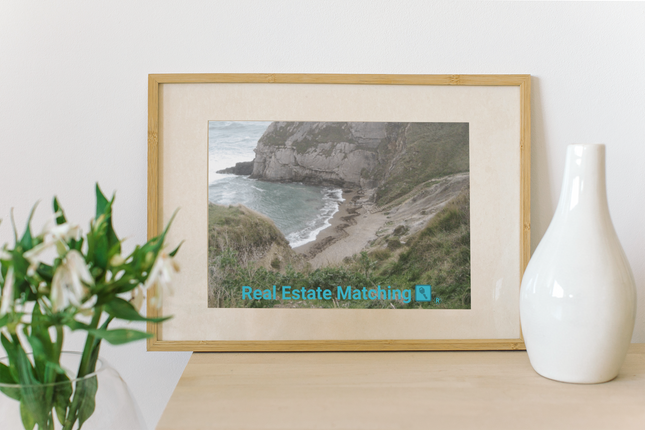 Sea & Hills Poster with realestatematching with key Logo