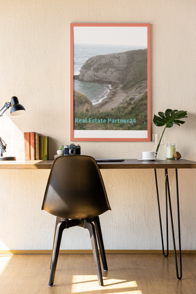 Sea & Hills Framed photo paper poster with realestatepartner24 with house Logo