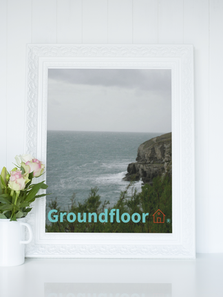 Seaside Serenity Framed poster with Groundfloor with House Logo