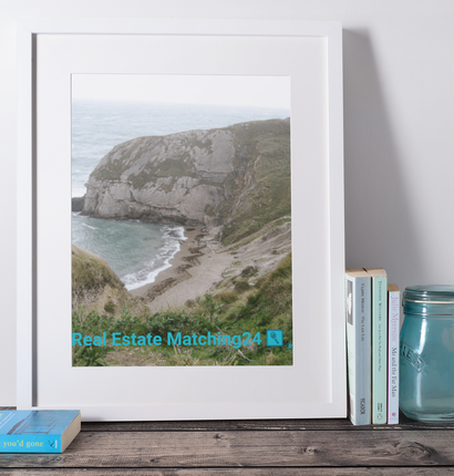 Sea & Hills Framed photo paper poster with realestatematching24 with key Logo