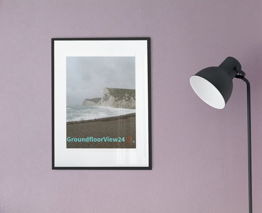Waves and Sand Framed photo paper poster with groundfloorview24 with House Logo