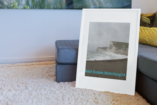 Waves and Sand Framed photo paper poster with realestatematching24 without key Logo