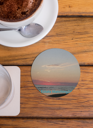Sunset Sinari Cork-back coaster with Real Estate Matching24 Logo