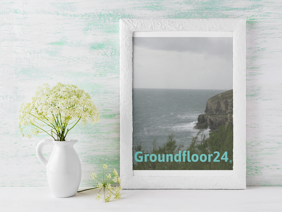 Seaside Serenity Framed photo paper poster with Groundfloor24 without House Logo