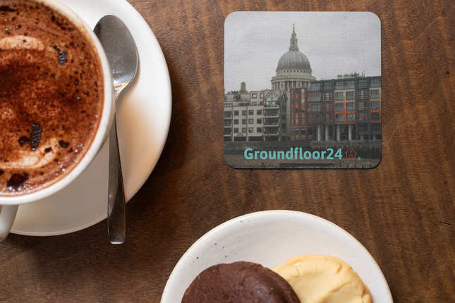 St. Paul's Cathedral Cork-back coaster with Groundfloor24 Logo