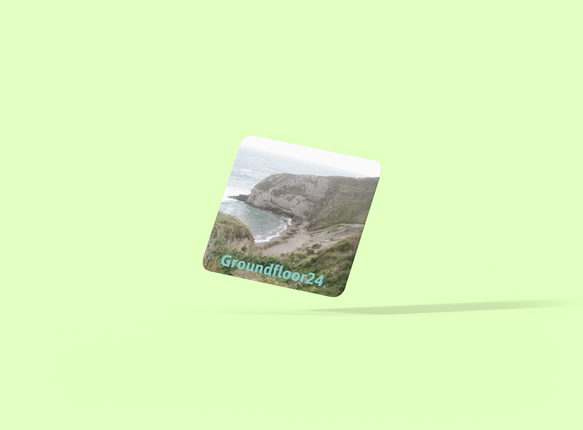 Sea & Hills Cork-back coaster with Groundfloor24 without House Logo