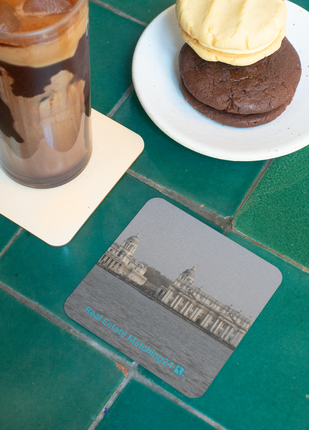 Riverside Beauty Cork-back coaster with realestatematching24 with key Logo