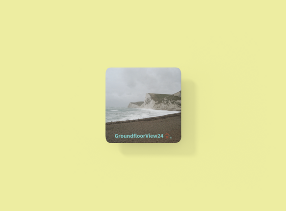 Waves and Sand Cork-back coaster with groundfloorview24 with House Logo