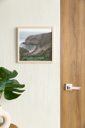 Sea & Hills Framed poster with groundfloorview24 with House Logo