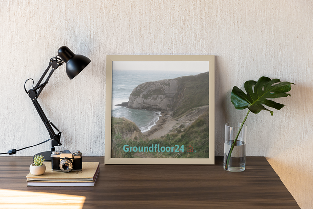 Sea & Hills Framed poster with Groundfloor24 with House Logo