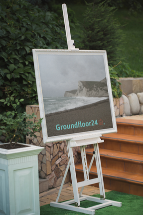 Waves and Sand Poster with Groundfloor24 with House Logo