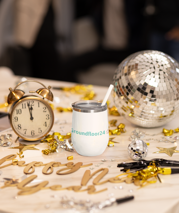 Wine tumbler with Groundfloor24 Logo