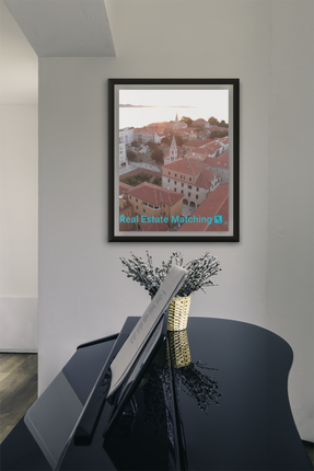 Roof Sunset View Framed photo paper poster with realestatematching with key Logo