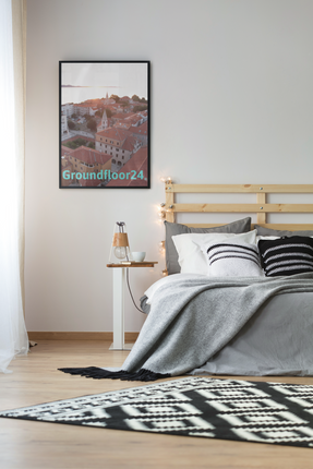 Roof Sunset View Framed poster with Groundfloor24 without House Logo