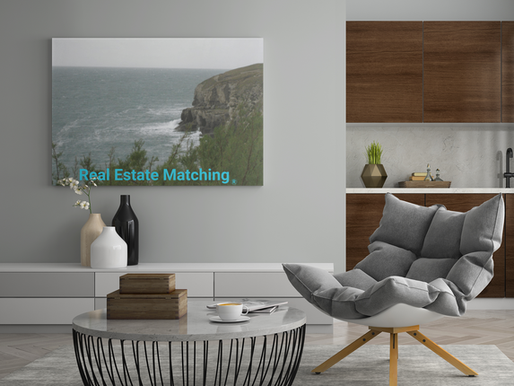 Seaside Serenity Poster with realestatematching without key Logo