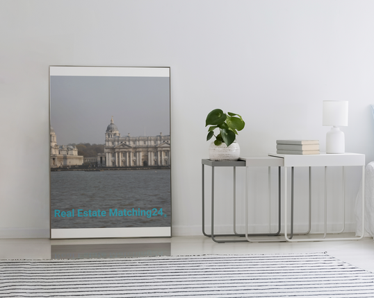 Riverside Beauty Framed photo paper poster with realestatematching24 without key Logo
