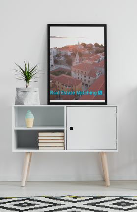Roof Sunset View Photo paper poster with realestatematching with key Logo