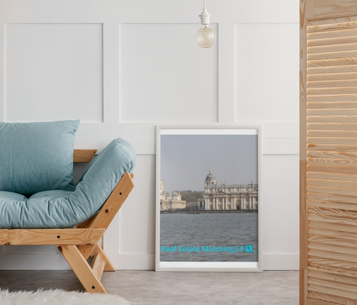 Riverside Beauty Framed photo paper poster with realestatematching24 with key Logo