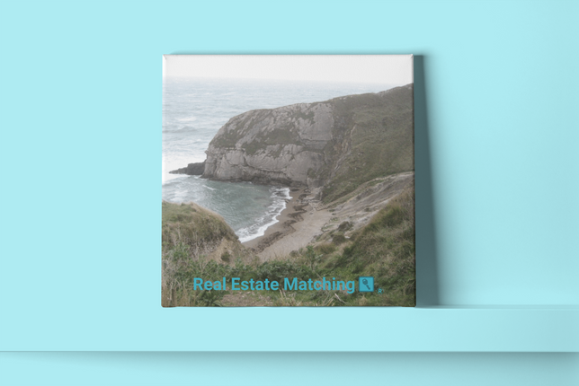 Sea & Hills Photo paper poster with realestatematching with key Logo