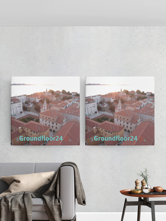 Roof Sunset View Poster with hangers with Groundfloor24 with House Logo