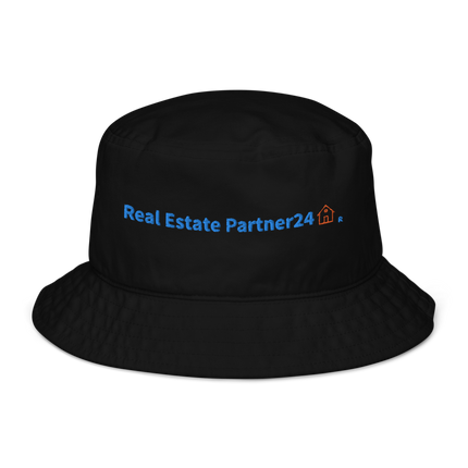 Organic bucket hat Real Estate Partner24 with Logo.