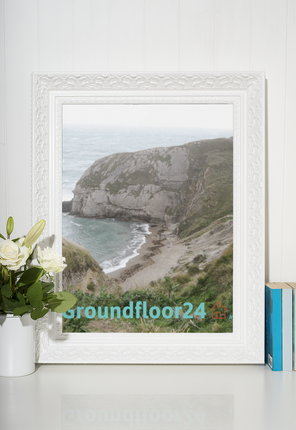 Sea & Hills Framed photo paper poster with Groundfloor24 with House Logo