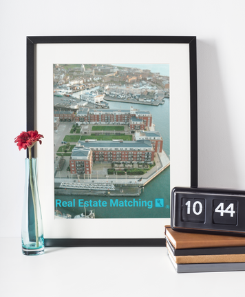 Nice City Framed poster with realestatematching with key Logo