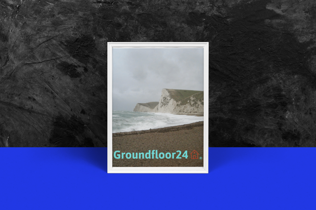 Waves and Sand Framed poster with Groundfloor24 with House Logo